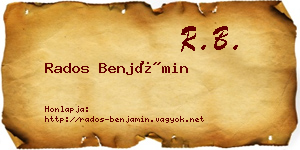 Rados Benjámin névjegykártya